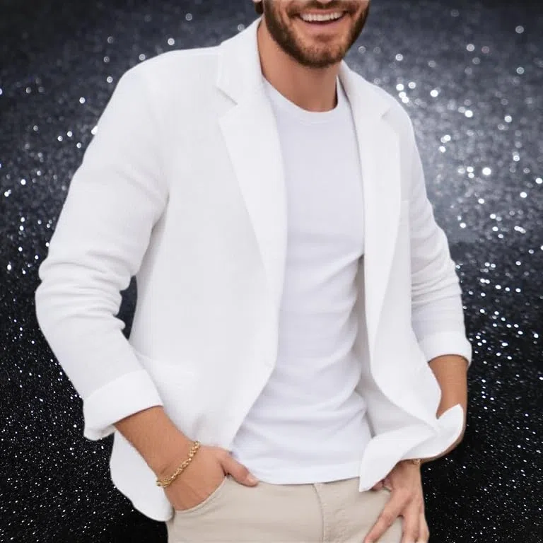 Generico Blazer Uomo Casual, Giacca Sportiva Casual da Uomo, Elegante, con Due Bottoni, in Lino, vestibilità Regolare, Leggera, Estiva, da Esterno, con Risvolto, Sportiva