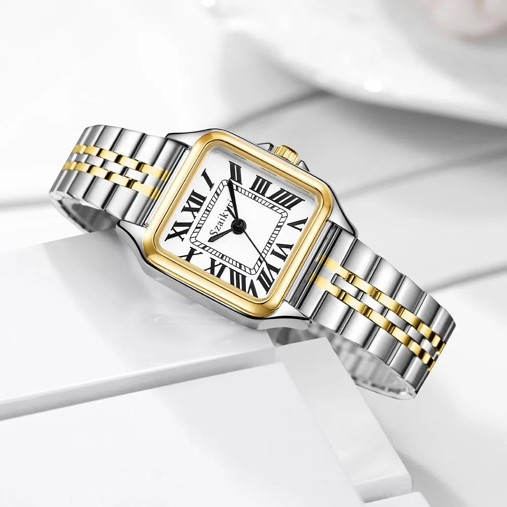 Szaikyri Quadrato Classico Orologio Donna con Numeri Romani Cronografo da Donna Casual