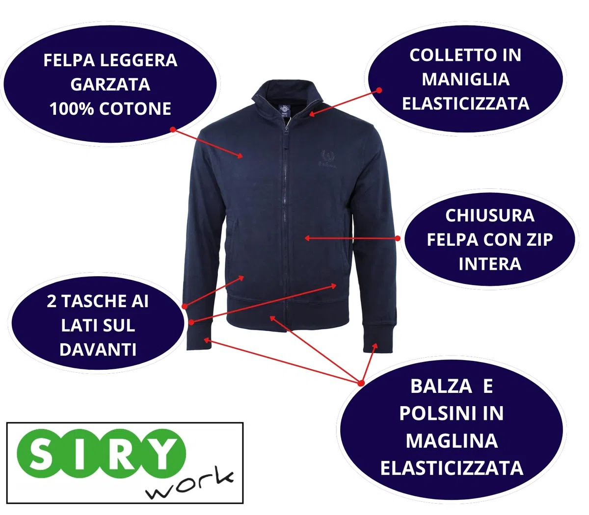 Felpa Leggera Be Board Taglie Over Art. 9114/CONF 100% Cotone con Tasche e Zip Intera 3XL-4XL-5XL-6XL