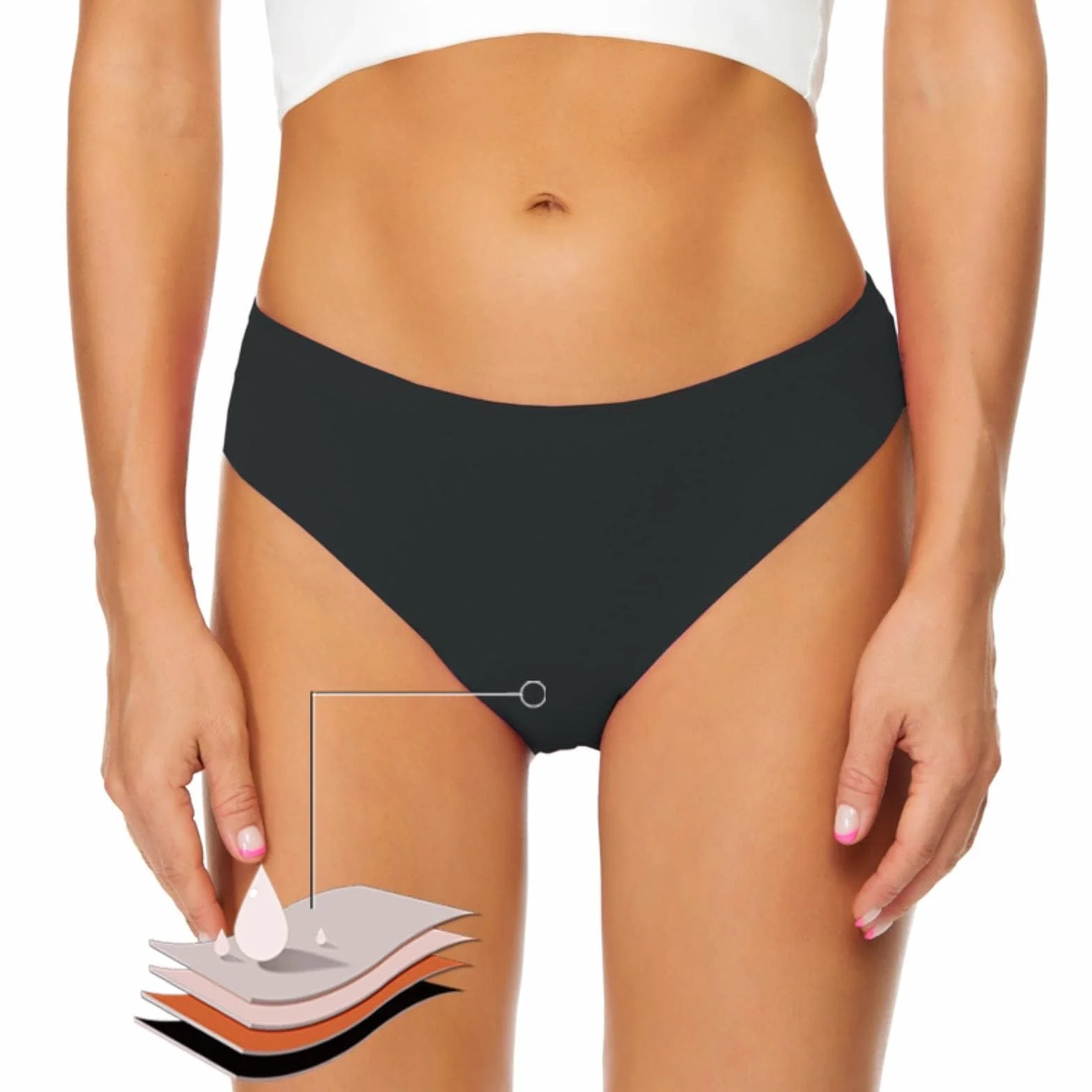 Generico Costume Ciclo Mestruale Donna 4 Strati a Prova di Perdite Mestruale Slip Vita Bassa Mestruali Mutande per Ciclo Medio Costume da Bagno per Adolescenti Ragazze Donna
