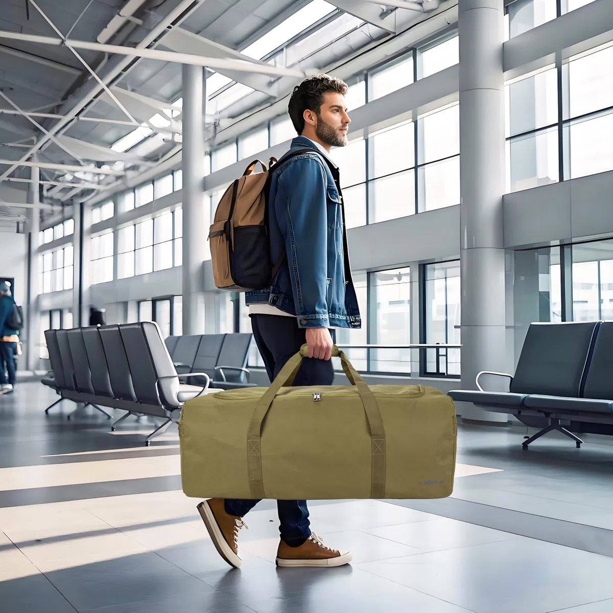 Borsone da Viaggio Grange, 100L Large Borsa da Viaggio Grande Capacità Borsa Sportiva Uomo Impermeabile Borse Bagagli Travel Duffel Bag Resistente Borsoni da Viaggio Grandi per Sport Viaggi Campeggio