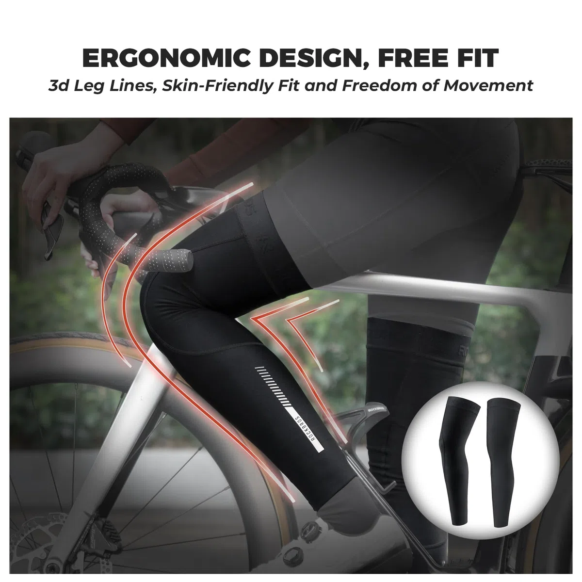 ROCKBROS Scaldamuscoli da Ciclismo, Gambali Termici per Uomo e Donna, Scaldagambe Bici Invernale Antiscivolo, Ideale per Ciclismo, Motociclismo, Running, Calcio e Altre Attività Sportiva