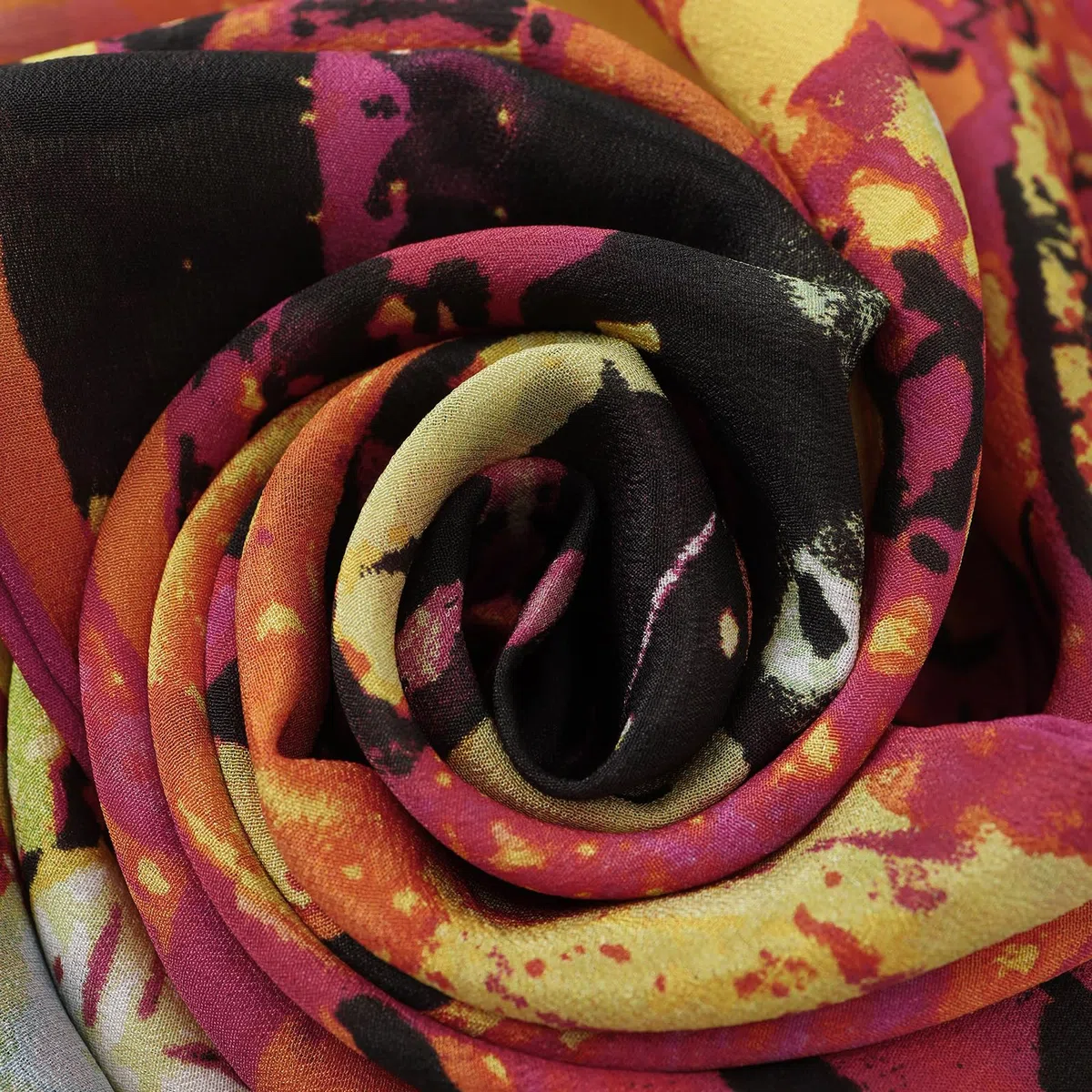Women's Long Charmeuse Silk Scarf Classic Art Print