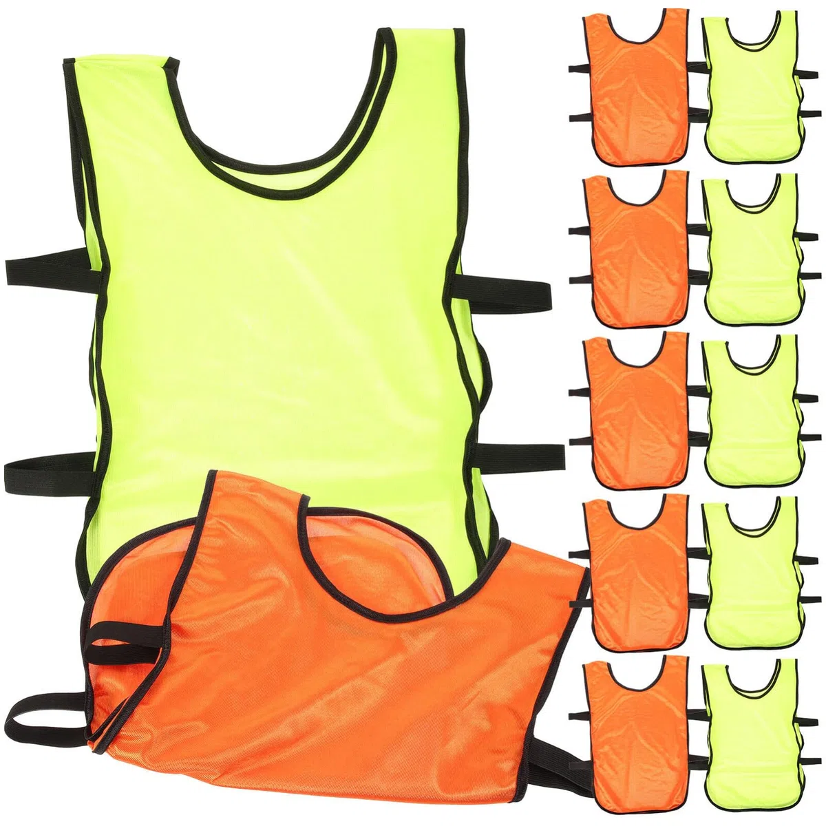 Sosoport 12pezzi Pettorine Sportive Per Allenamento Di Calcio e Basket Gilet Traspiranti e Lavabili Perfetti Per Sport Di Squadra Fluo e Arancio