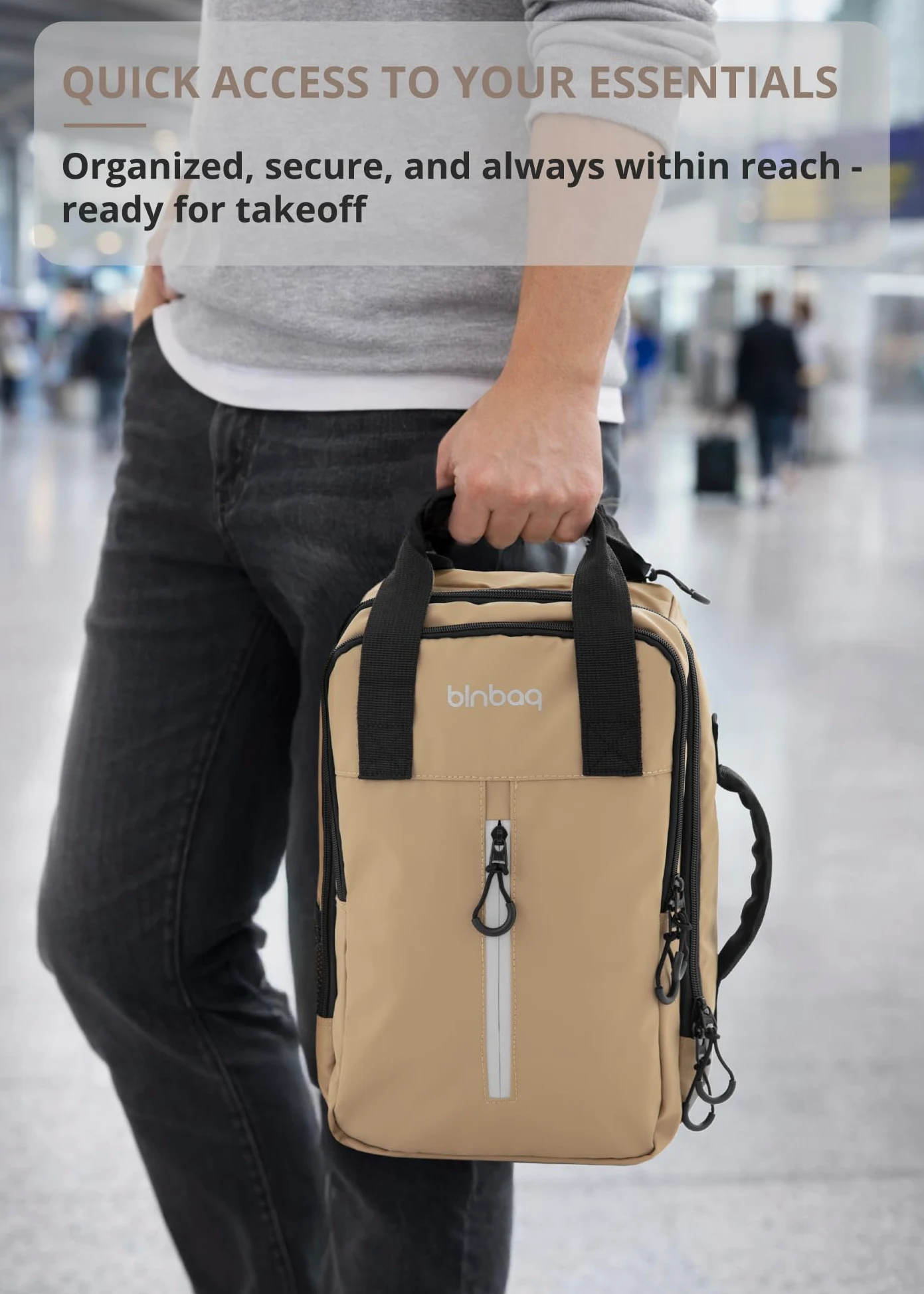 Blnbag M7 - Trolley da viaggio 40×20×25 cm Materiale impermeabile, piccola Valigia, cabin bag max 20L, borsone per aereo leggero 2 ruote, Bagaglio morbido Scomparto imbottito per laptop, Champagne