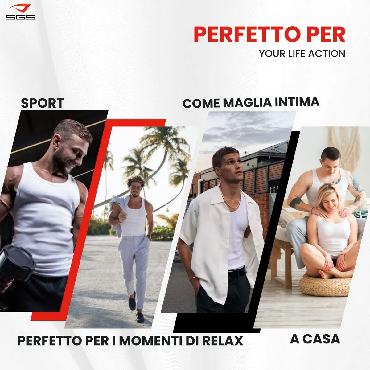 SGS Confezione da 5 Canottiere Uomo Cotone Extra Lungo +12cm - Magliette Intime o Canotte Sportive - Canotta Uomo a Costine S-6XL