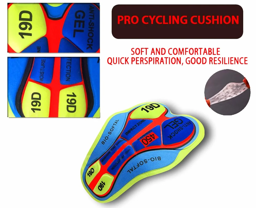 Set di maglia da ciclismo da uomo,traspirante, ad asciugatura rapida, con pantaloncini imbottiti in gel 19D