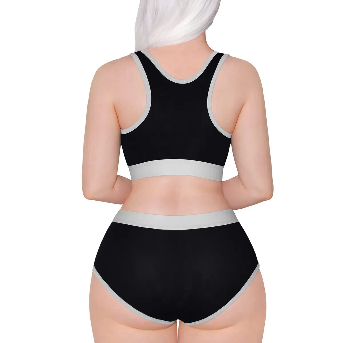 LittleForBig Donne Camisole e Mutandine in Cotone Sportivo Loungewear Bralette Set - Let's Play Gamer Girl Nero