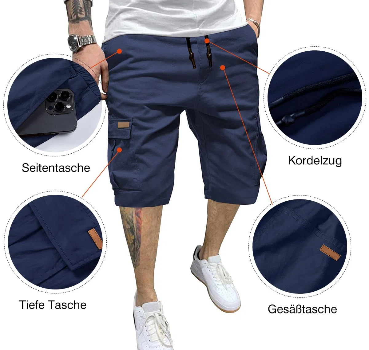 JMIERR Pantaloncini Uomo Sportivi Estivi Cotone Casual con Tasche