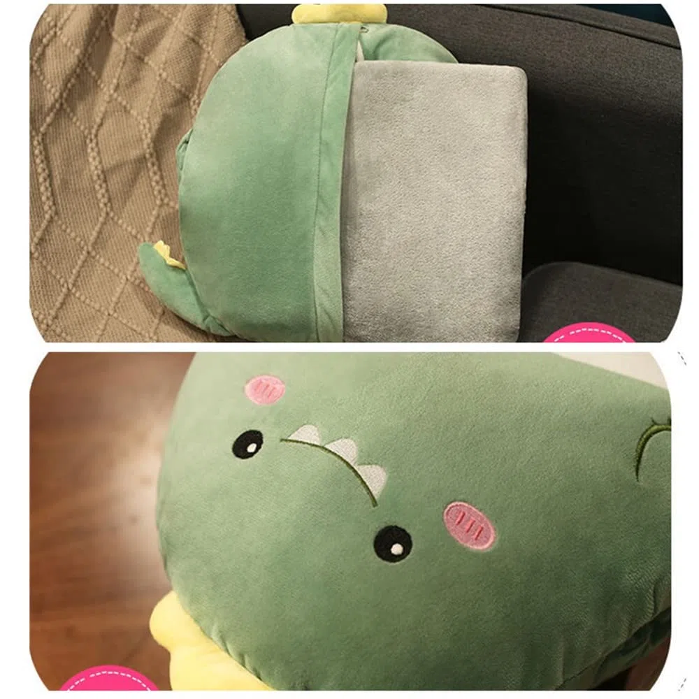 Cuscino da abbracciare,3 in 1 Trapunta Multifunzionale Coperta per Cuscino,cuscino portatile leggero da viaggio,per viaggi e campeggio all'aperto (L, Dinosauro)