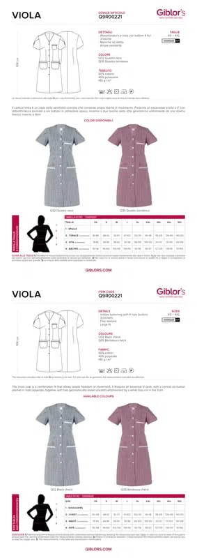 Giblor's Camice VIOLA per Hotel Casa Pulizie da Donna Oversize QUADRO BORDEAUX