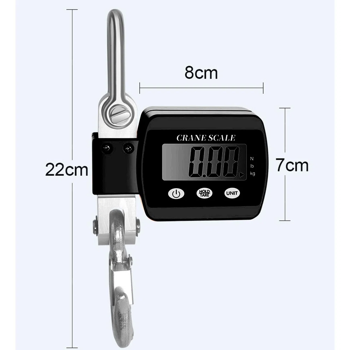 Voltix Bilancia Sospesa Elettronica da 500 kg (1100 Libbre), Bilancia Sospesa Industriale con Sensore Preciso, Mini Bilancia LCD Portatile con Gancio, Bilancia per Valigie (Nero)