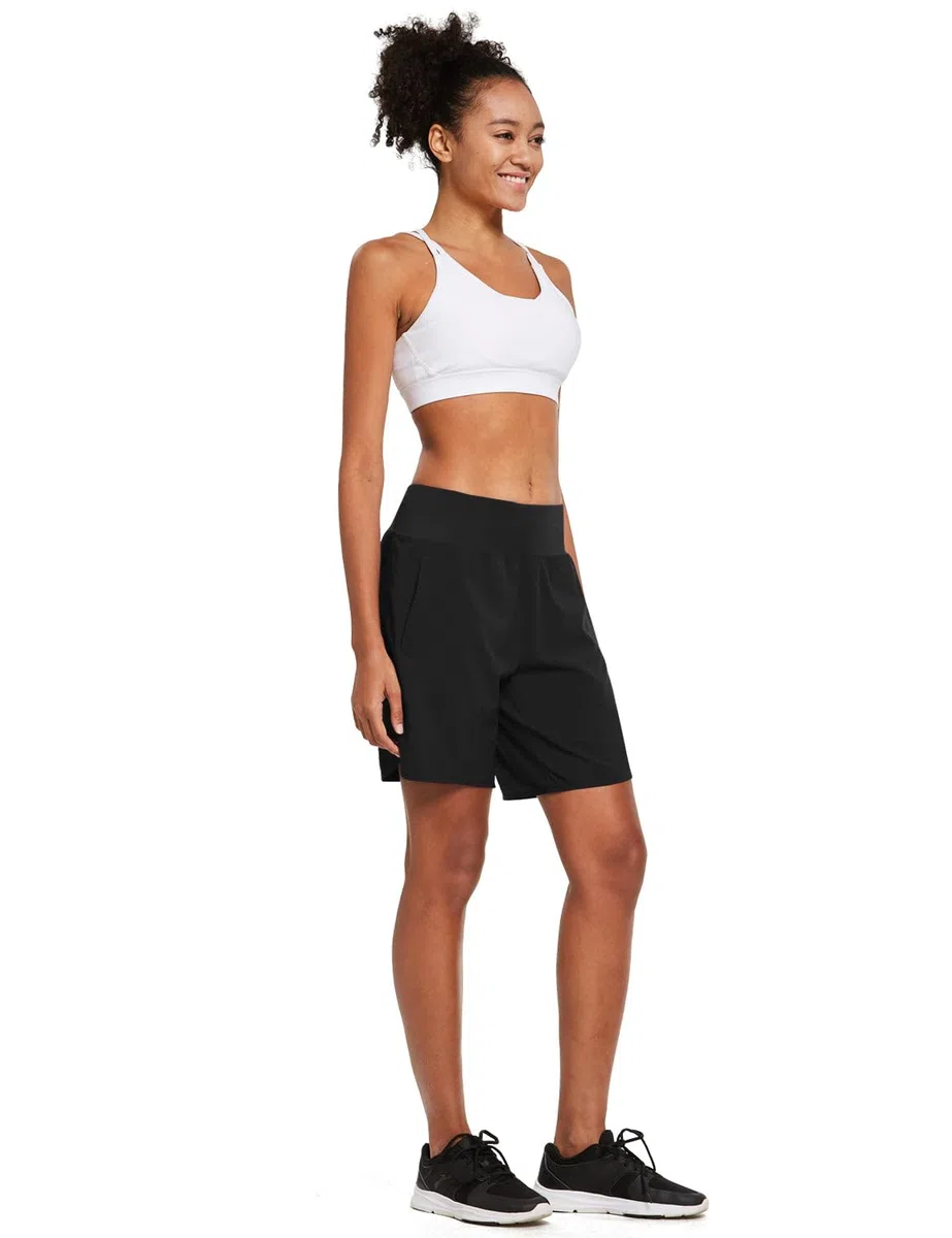 baleaf Pantaloncini da Corsa Vita Alta Pantaloncini Sportivi Donna con Slip Interni Tasca Posteriore Cerniera