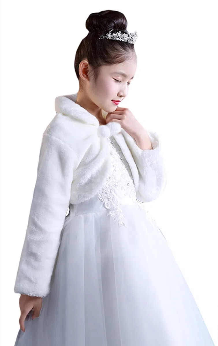 Pelliccia Ecologica Giacche Cardigan Bambine Ragazze di Fiore Principesse Bolero Pelliccia Finta Mantella con Manica Lunga