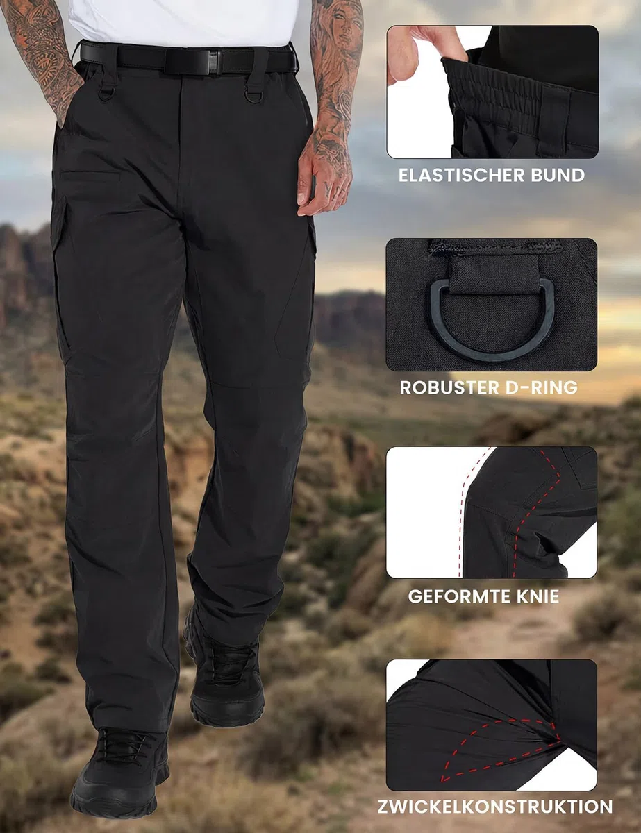 GymBrave Pantaloni da Escursione Uomo Pantaloni Cargo Elasticizzati Pantaloni da Outdoor Leggeri Pantaloni Tattici con 9 Tasche