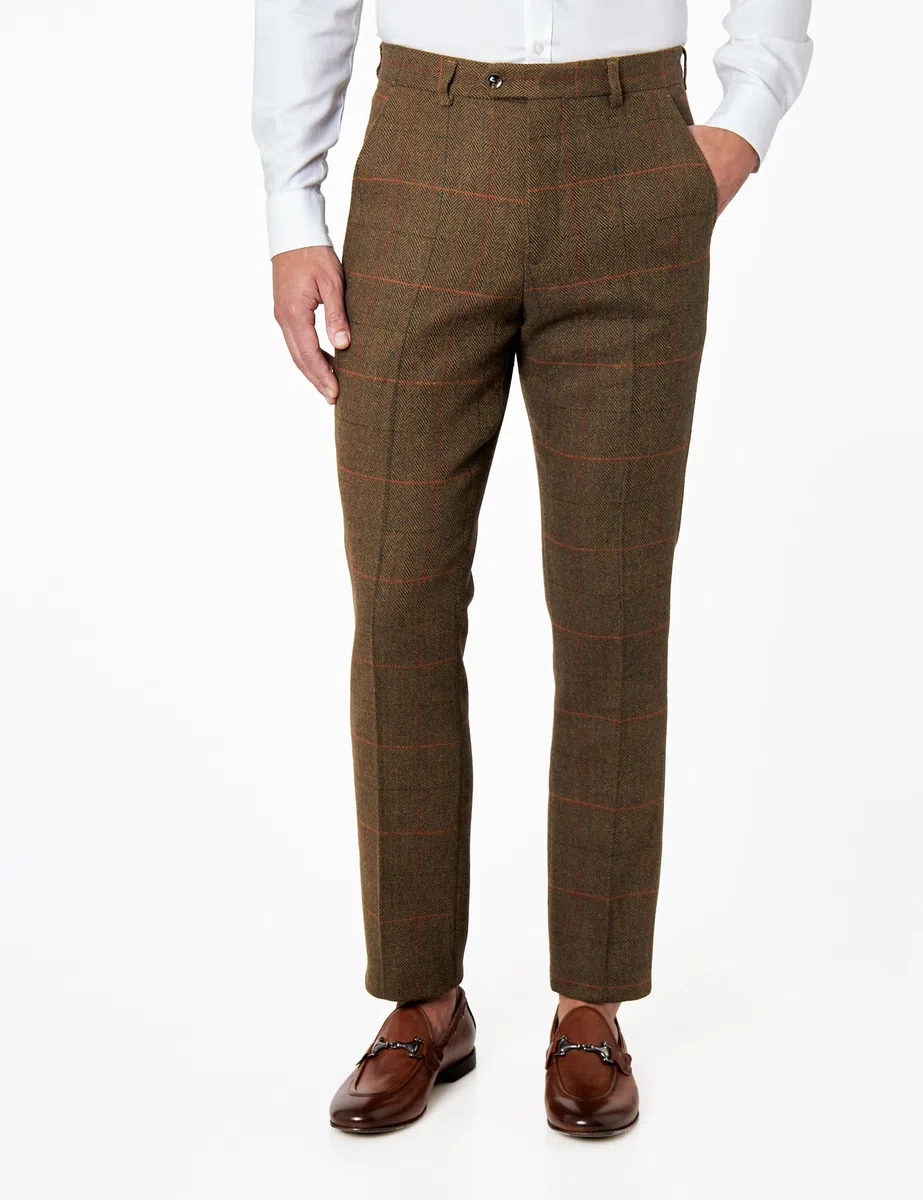 Xposed Pantaloni da Uomo Tweed retrò astuto su Misura Herringbone su Misura Acquista 1920S Pantaloni in Stile Vintage