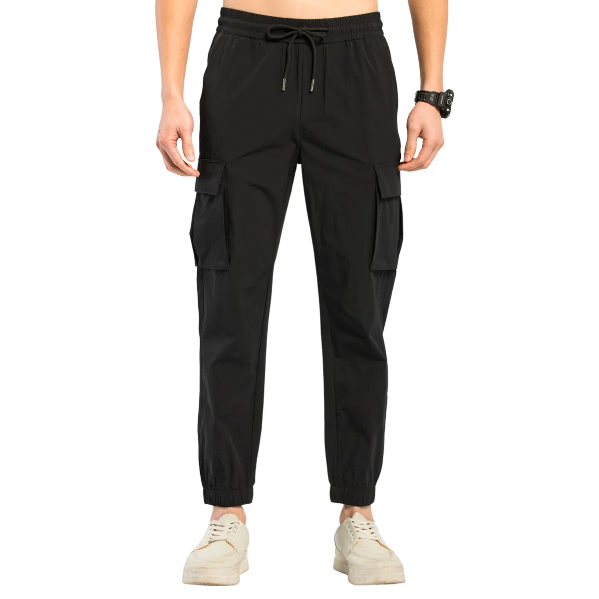 TONY BACKER Pantaloni Cargo da Uomo, Tessuto Leggero Estivo, Vita Elasticizzata con Lacci 2223