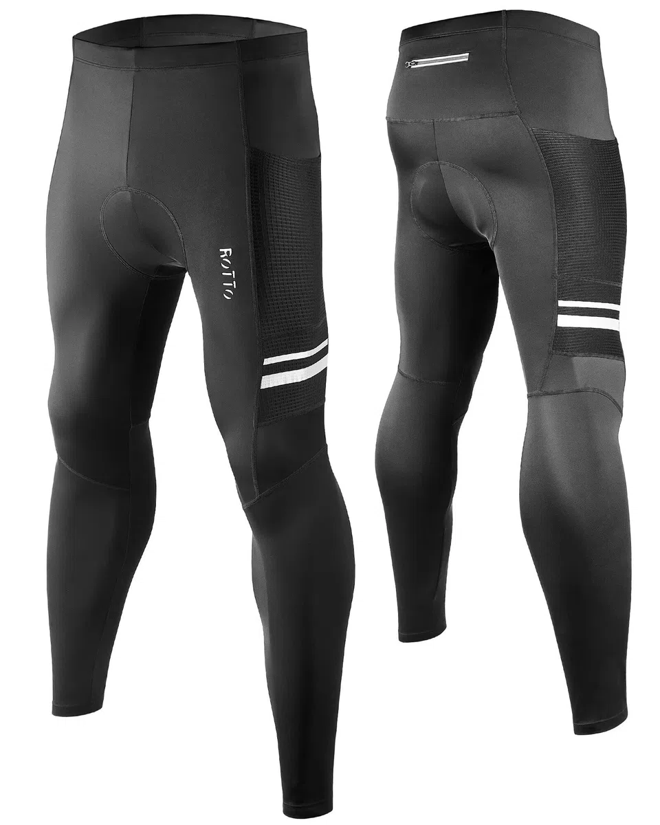 ROTTO Pantaloni Ciclismo Uomo Lunghi Imbottiti e Senza Imbottitura Ciclista Pantaloni Bici con Tasche Multiple