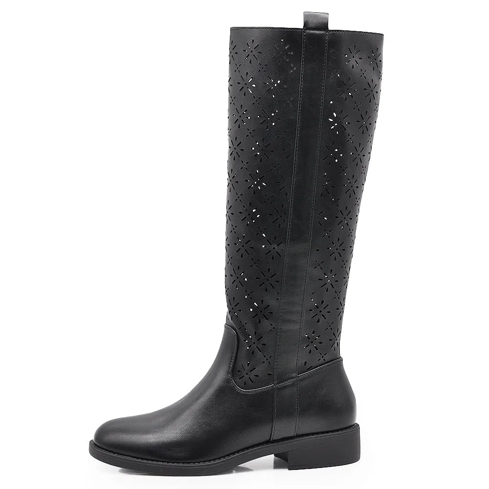 IF Fashion Stivali Stivaletti da Donna Biker Motociclista Traforati Primaverili Estivi con Fibbia LY70-4