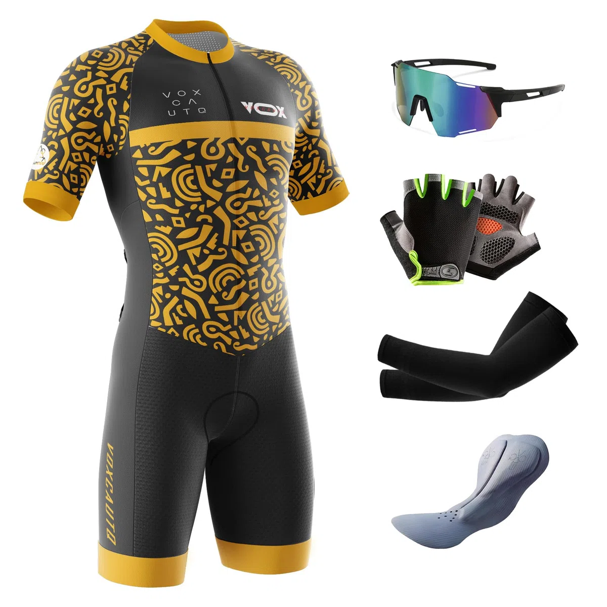 Tuta da Triathlon a Maniche Corte da Uomo,Ciclismo Body Skinsuit All'aperto Sportswear Abbigliamento Triathlon per Nuoto/Corsa/Ciclismo+Polarizzati Occhiali da Ciclismo...