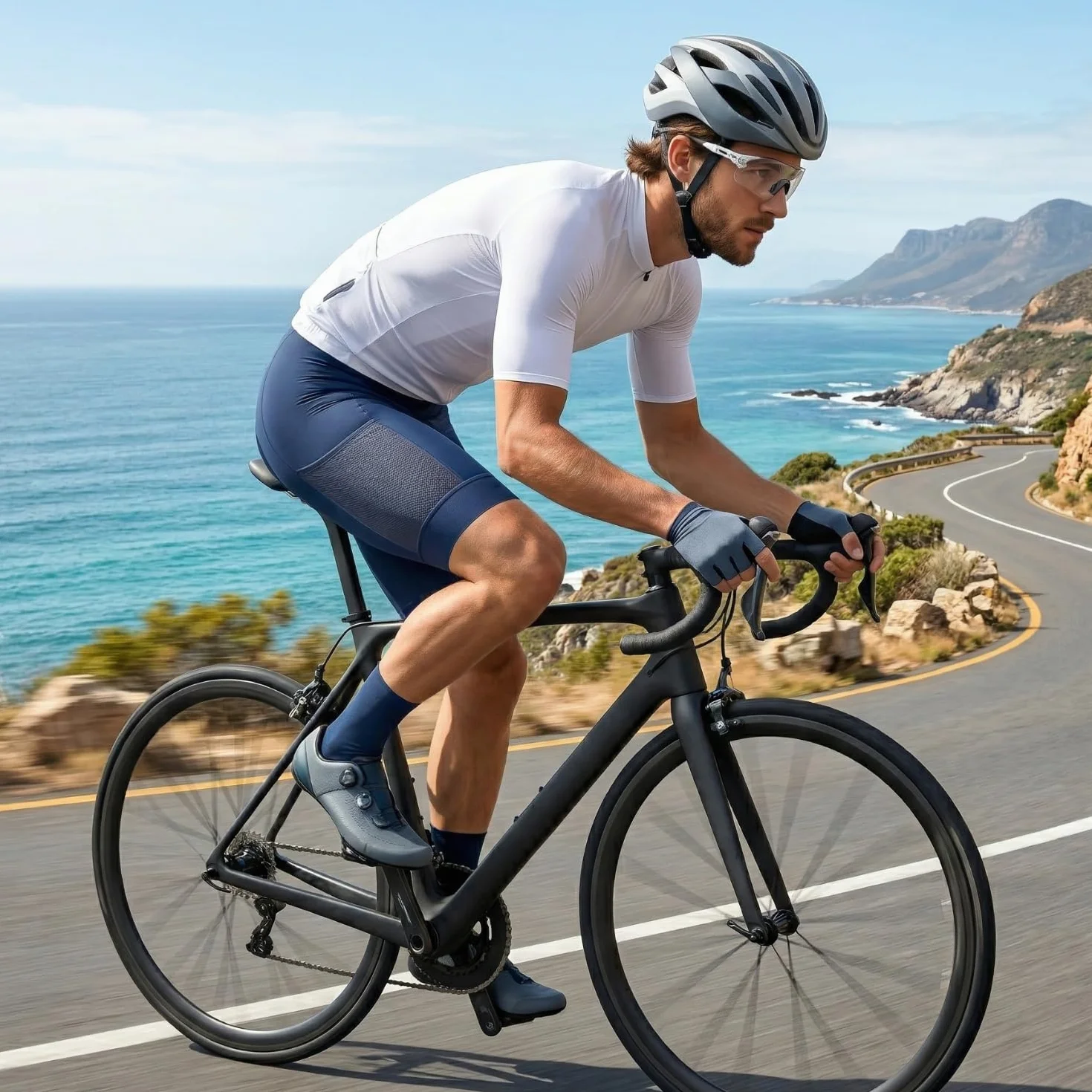 Lo.gas Salopette Ciclismo Uomo Imbottita Traspirante Asciugatura Rapida ideale per estate allenamento strada mountain bike