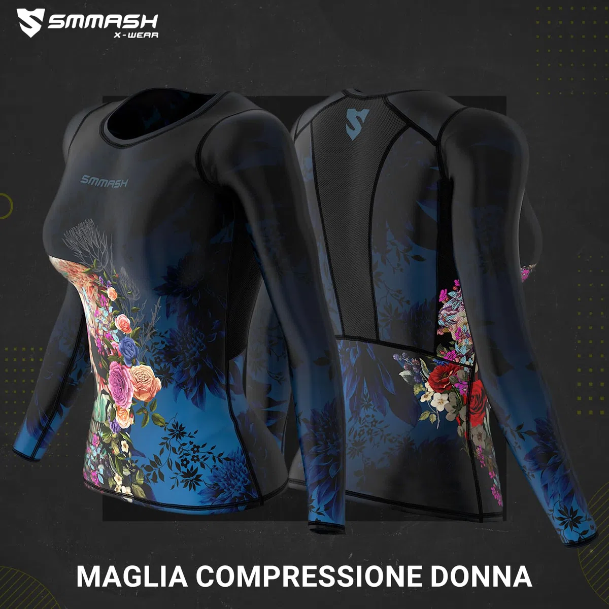 SMMASH Camicia Funzionale Camicia da Donna A Compressione Camicia Sportiva A Manica Lunga Traspirante con Tecnologia Seconda Pelle Fitness Top Outdoor