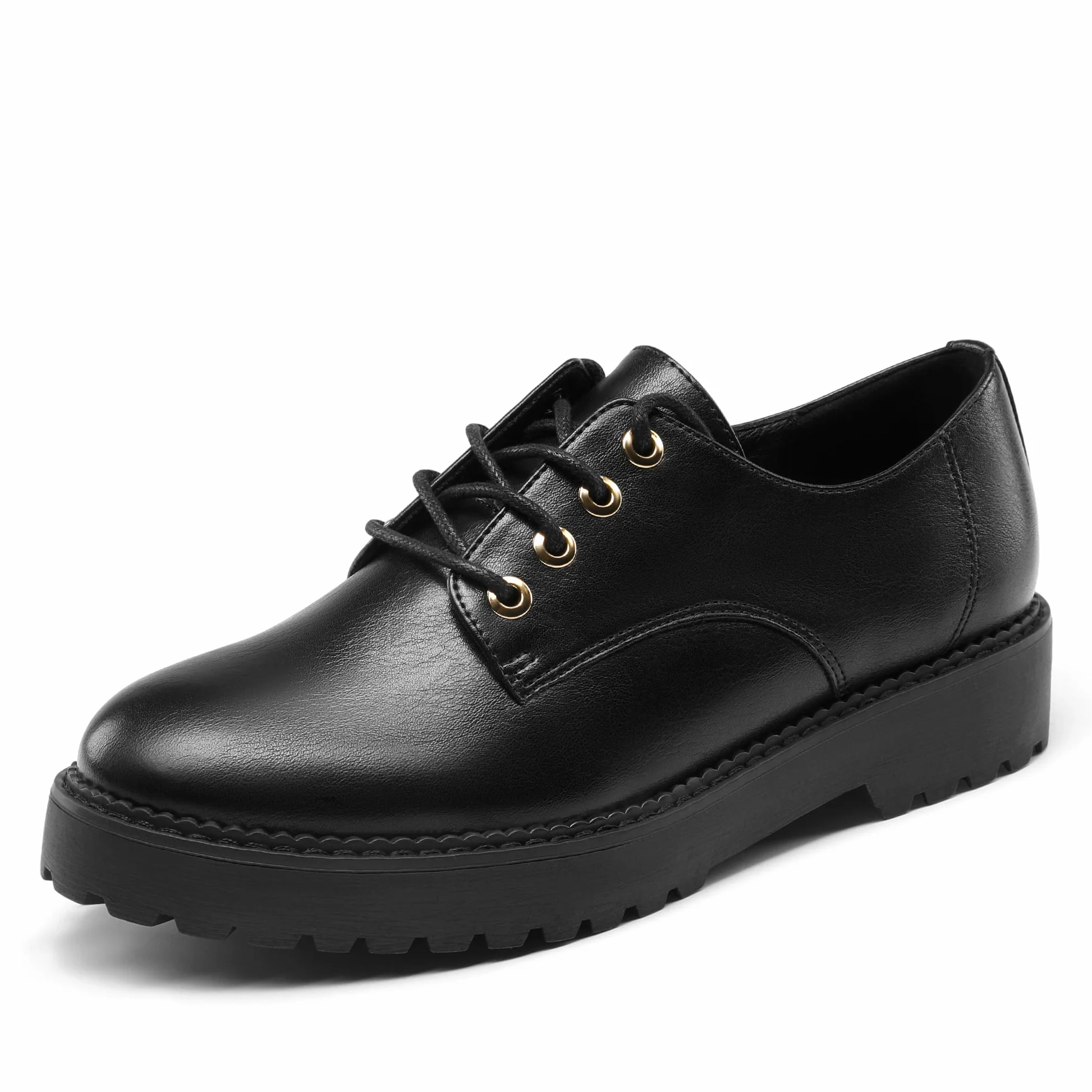 DREAM PAIRS Scarpe Eleganti Classiche da Donna con Cinturino a T e Tacco Oxford,Size 37,Nero/Pu,SDOX2202W-E