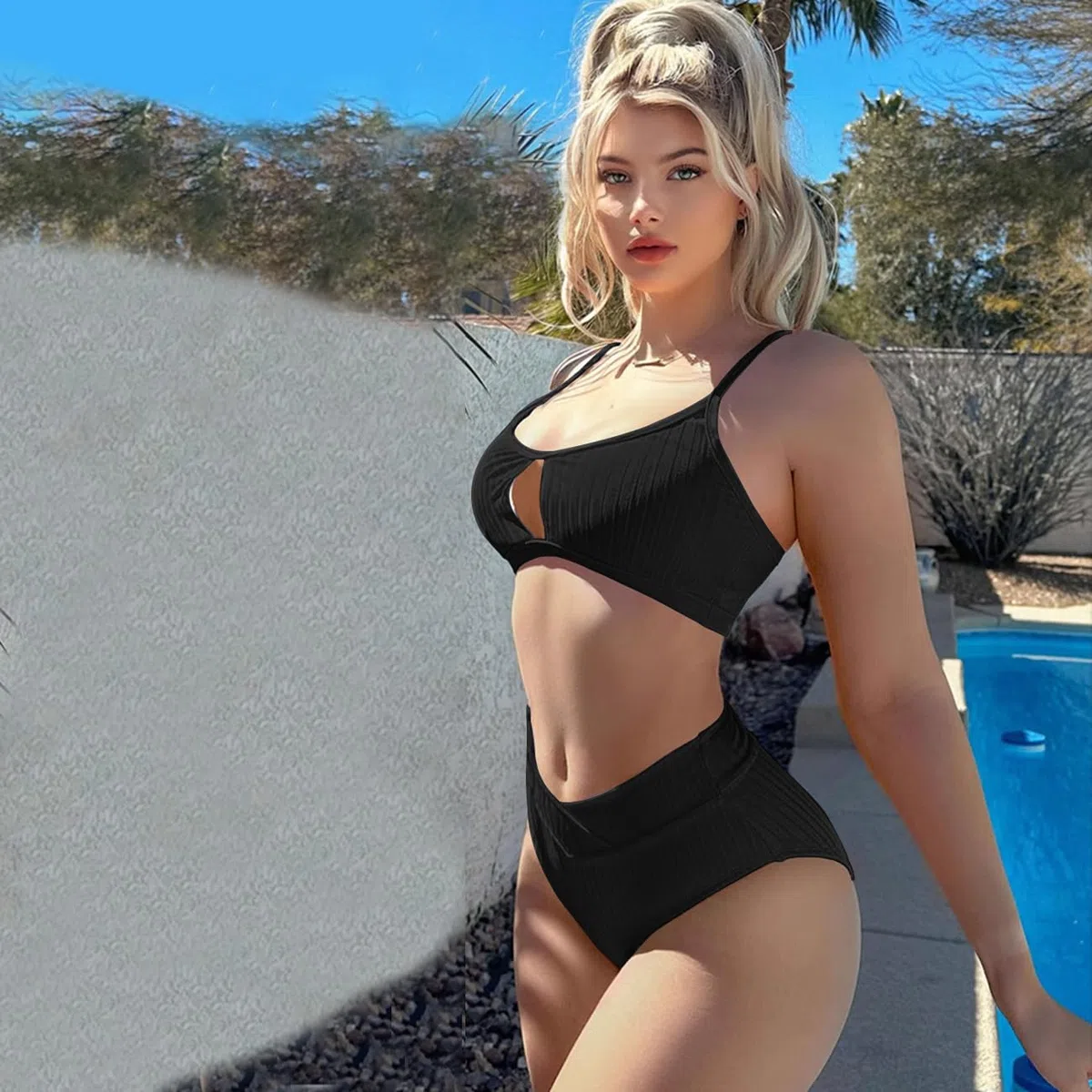 Costume Donna Due Pezzi Bikini Hollow out A Vita Alta Push Up Bikini Swimwear Sexy Costumi da Bagno Beachwear per Spiaggia Mare Estate
