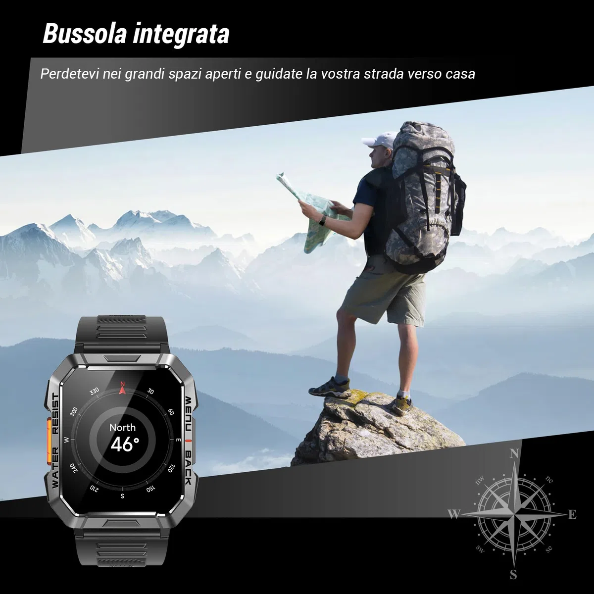 IOWODO Smartwatch Uomo,2.01“ Militari Smart Watch con Chiamate,Orologio Fitness Tracker con Torcia,100+ Modalità Sport Smart Watch con Contapassi/24H Cardiofrequenzimetro/Sonno per Android iOS