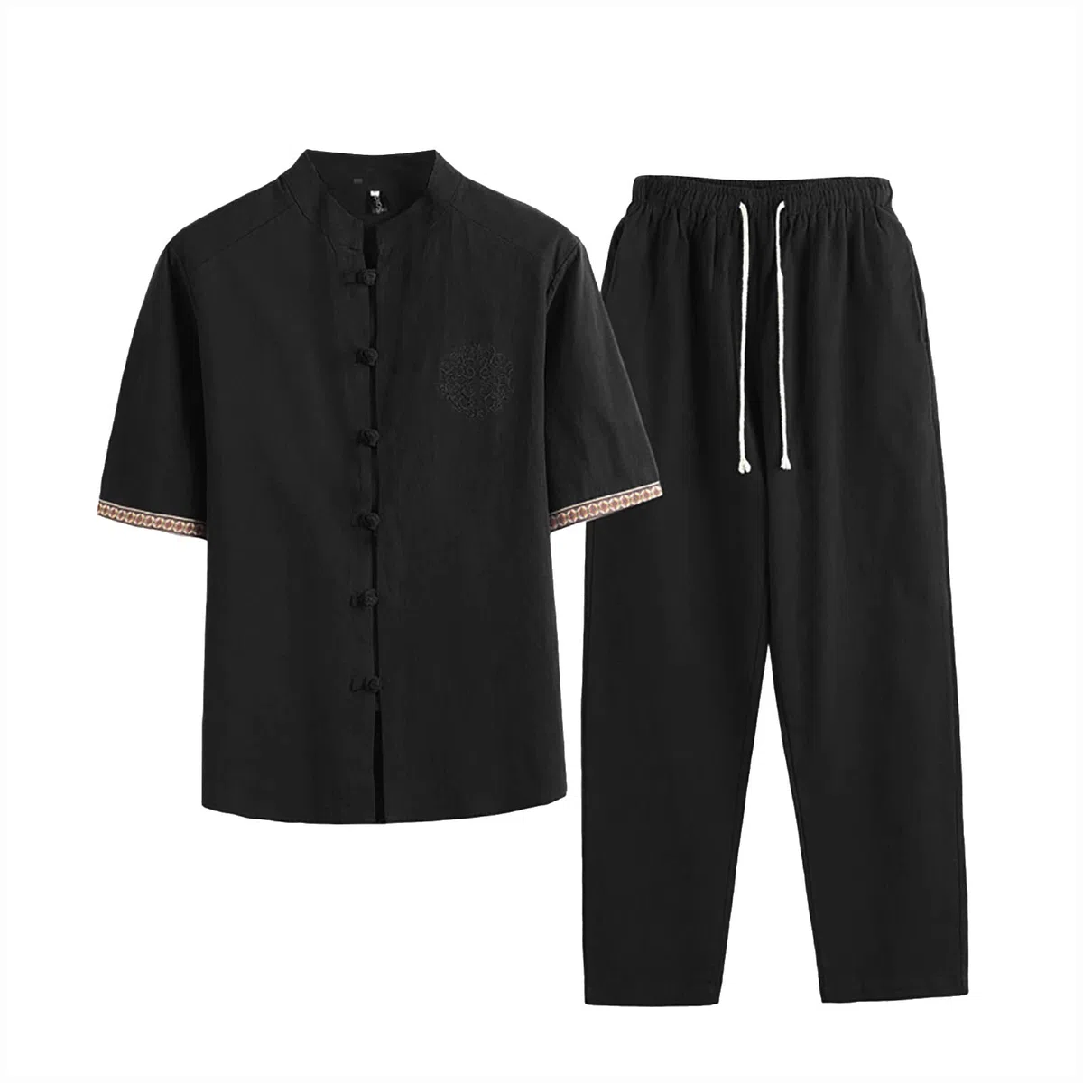 Generico Abbigliamento da Uomo in Puro Cotone Tai Chi Uniforme Uomo Kung Fu Abbigliamento a Maniche Lunghe Cinese Tradizionale Vestiti Tradizionali