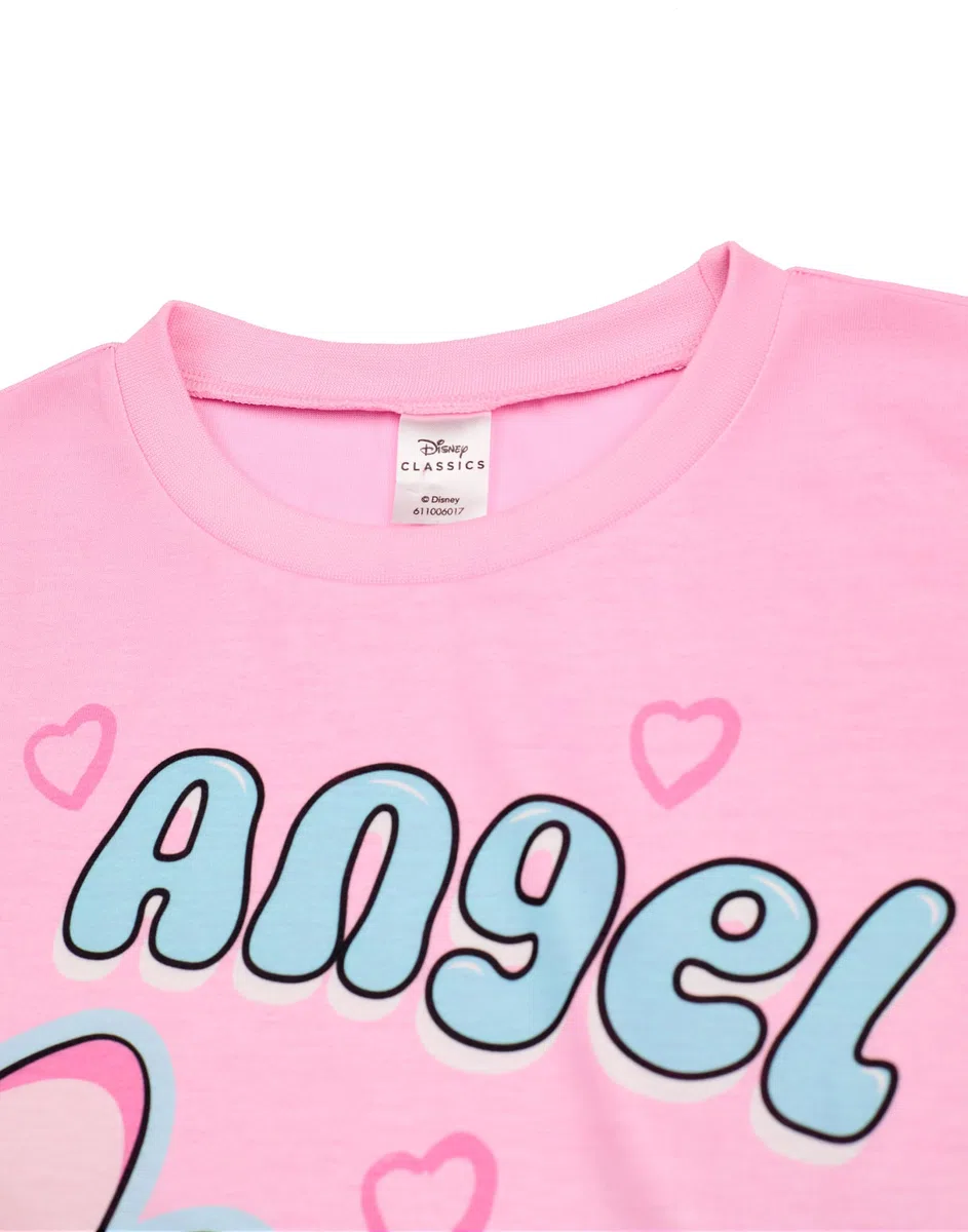 Disney Set Pigiama e Camicia da Notte per Ragazze Angel & Stitch, Confezione da 2 | T-Shirt da Notte a Maniche Lunghe e Pantaloni del Pigiama per Bambini con Stampa Grafica dei Personaggi
