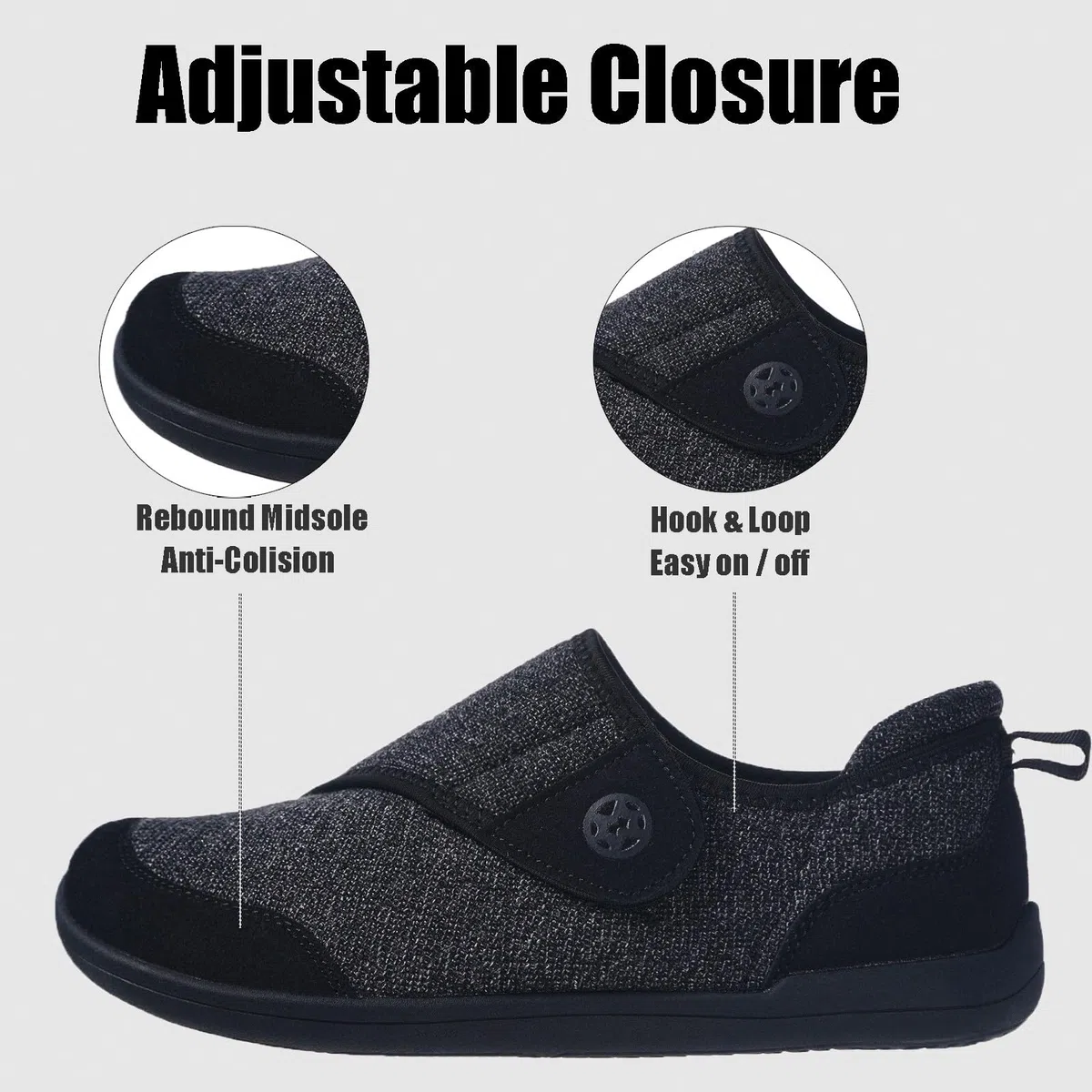 Scarpe Diabetiche Uomo Donna Pantofole Molto Larghe Ortopedica Edema Scarpe da Riabilitazione Antiscivolo Regolabili Traspirante Ciabatte da Passeggio per Interni ed Esterni