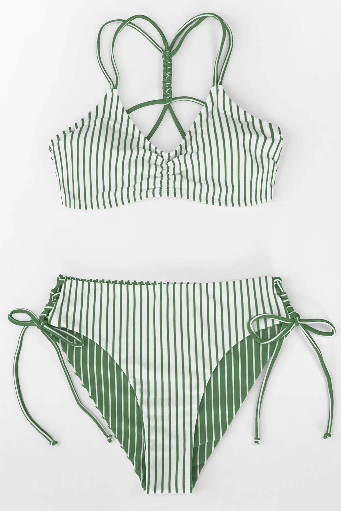 CUPSHE Costume da Bagno Reversibile a Righe con Perizoma in Due Pezzi