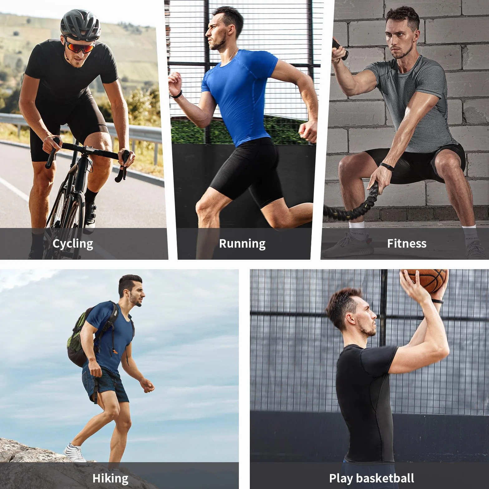 Niksa 3 Pezzi Maglietta Uomo，Maglia a Manica Corta Traspirante Asciugatura Rapida Compression da Uomo Sport per Correre Jogging Fitness Palestra