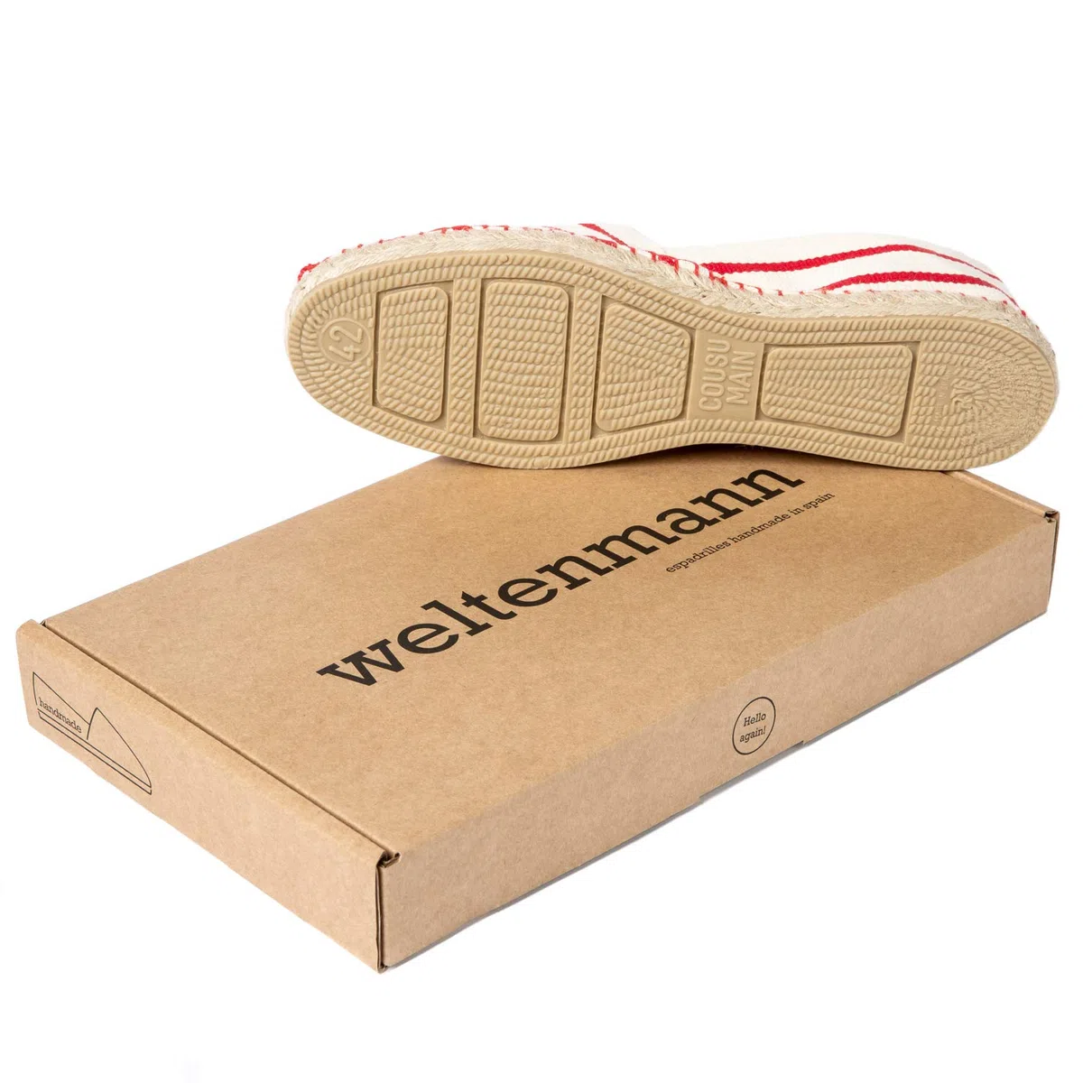 weltenmann Formentera – Espadrillas Slip-on Classiche in Cotone a Strisce con Borsa di Stoffa, 41-46, Handmade in Spain
