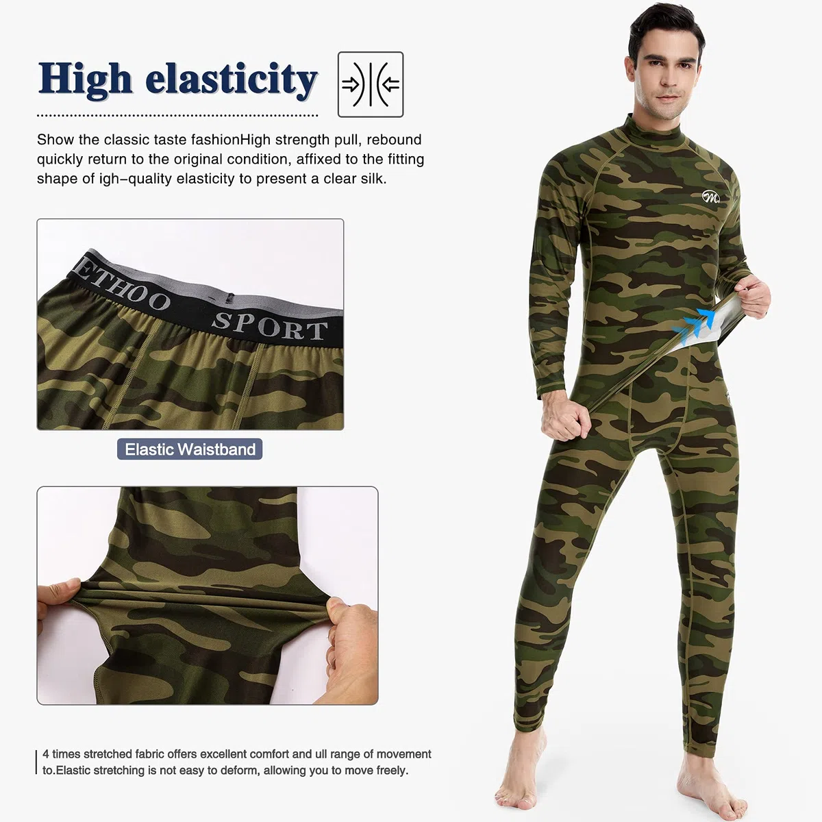 Set Biancheria Intima Termica per Uomo, Maglia e Pantaloni Termici Sport Calcio Corsa Abbigliamento Intimo Termico Uomo Sci con Funzione Palestra Ciclismo Running