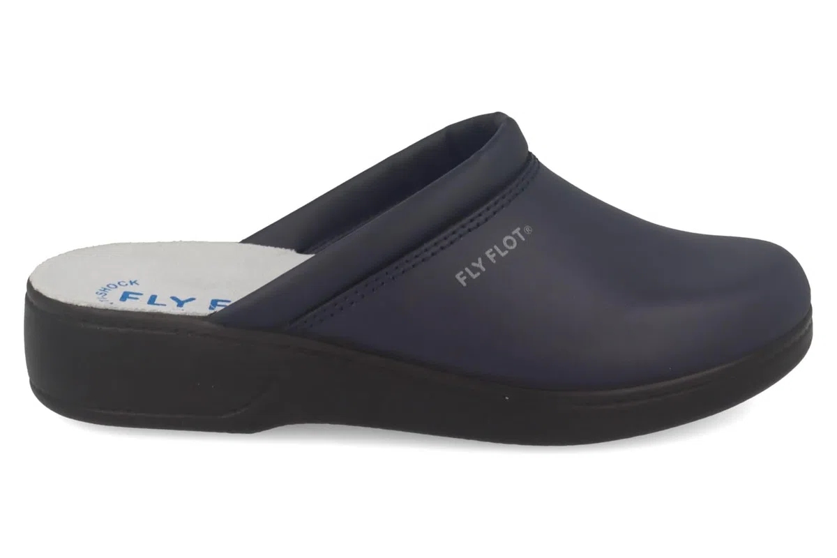 Fly Flot | Man Professional, Zoccoli Sanitari Uomo, Ciabatta con Tomaia in Pelle e Sottopiede in Pelle Scamosciato, Blu, 40