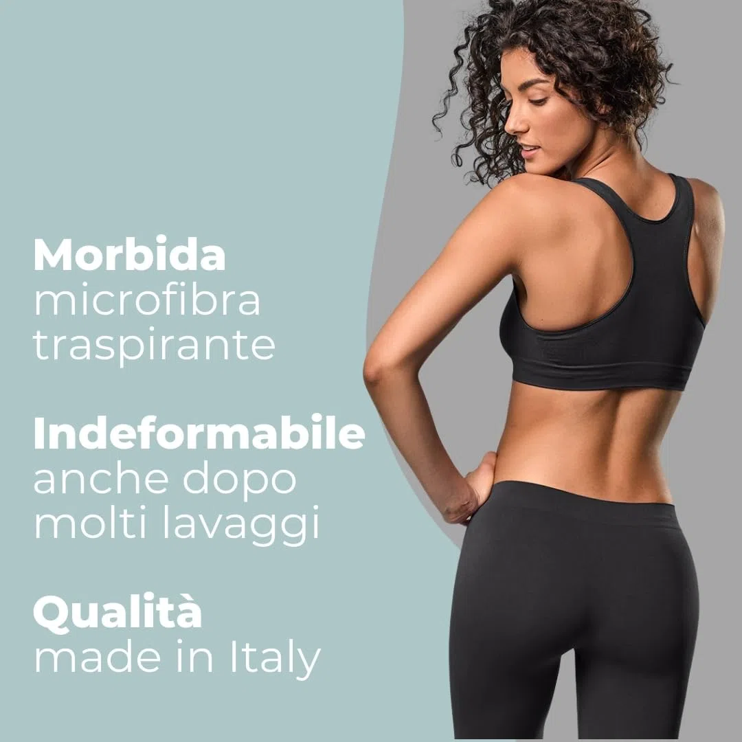 FOCENZA Set 3 Pezzi Reggiseno Sportivo in Microfibra Traspirante, Reggiseno Senza Ferretto e Senza Cuciture in Vari Colori, Made in Italy