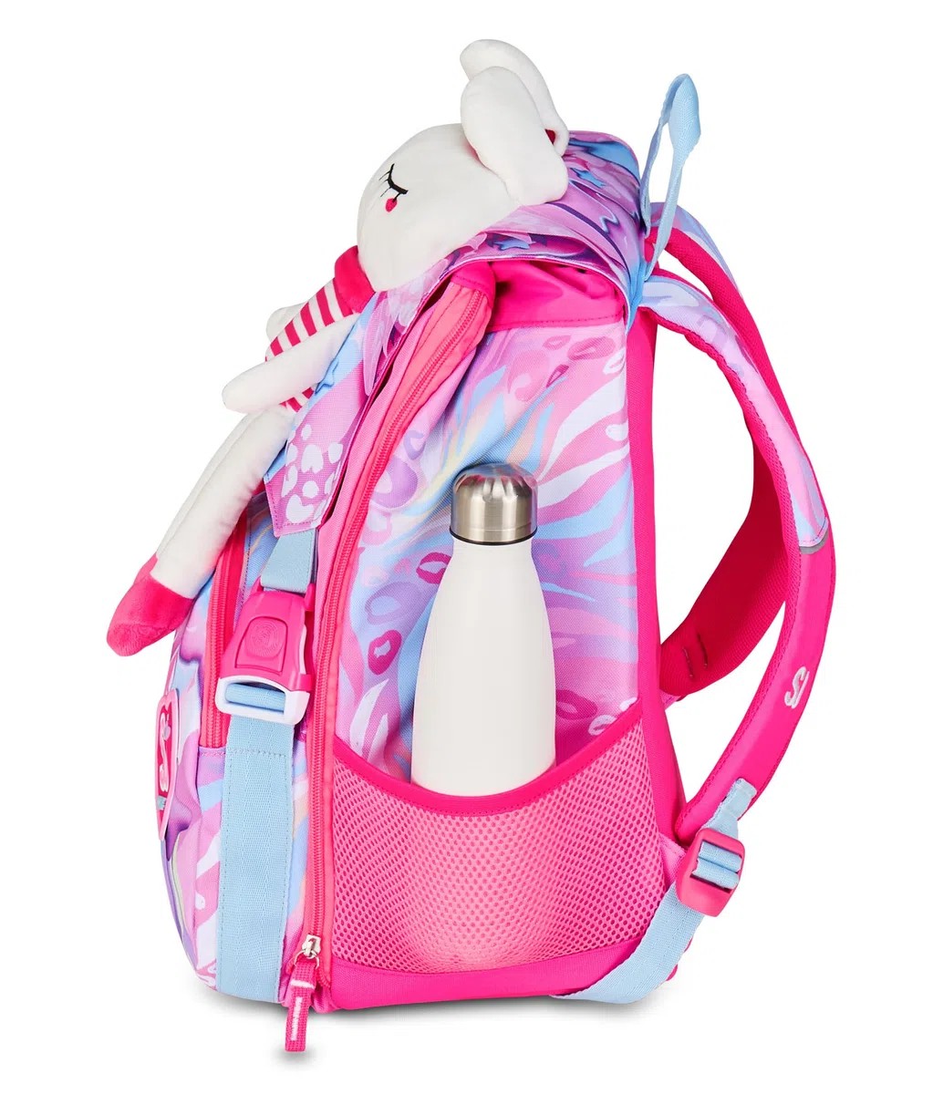 SJ GANG STYLE JAM GANG Zaino Scuola Estensibile Big, Fucsia, Zaino con Divisorio Interno, Tasca Superiore Peluche, Tasca per Borraccia, 24 L, Zaino Scuola Elementare, Bambina