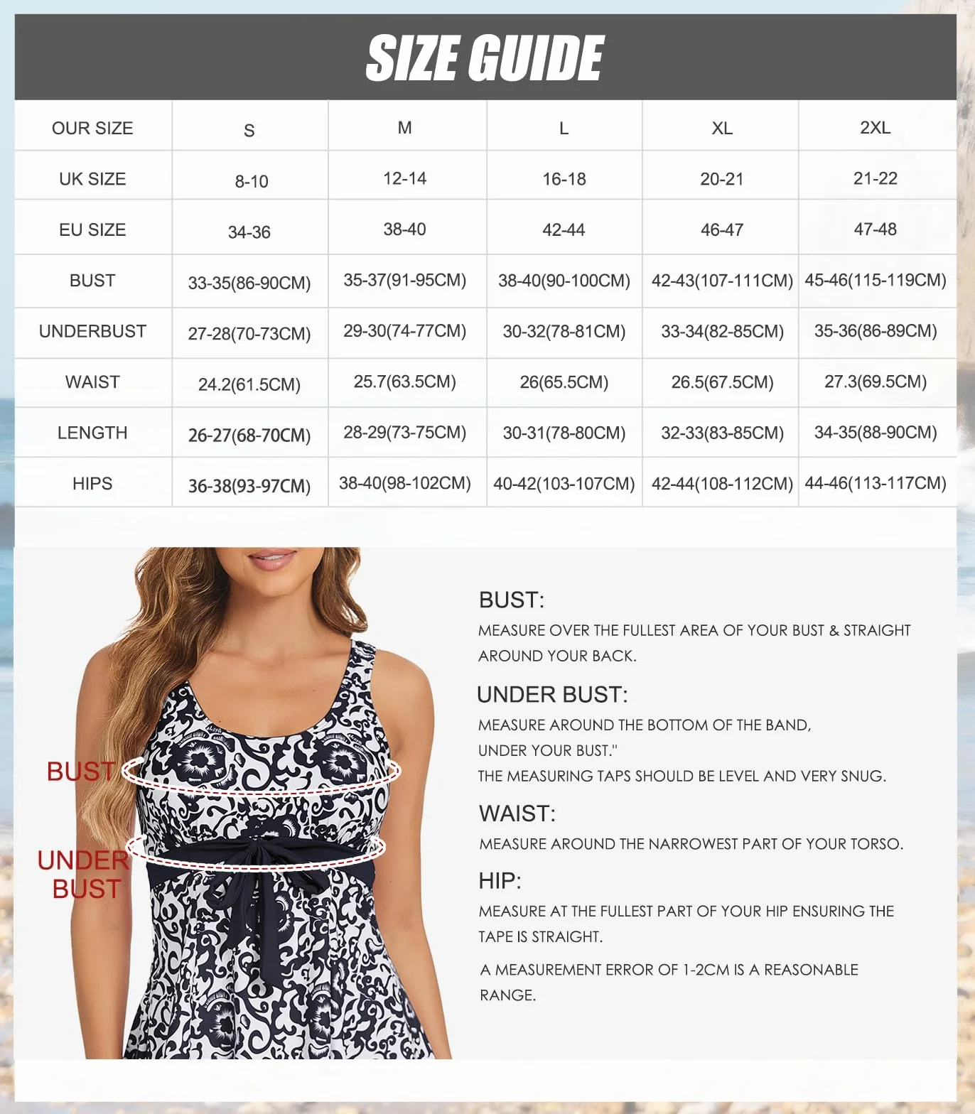 Genfien Costume da Bagno a Due Pezzi Tankini Donna Mare Beachwear Push Up retrò Stampa Swimsuit da Mare Spiaggia Piscina