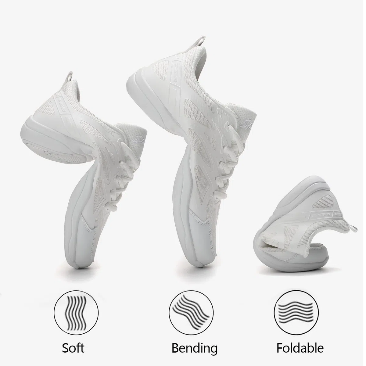Scarpe da Cheerleading Luce Scarpe da Cheer Bianche Antiscivolo Cheerleader Sneaker Scuola Fitness Jazz Ginnastica Varsity da Allenamento