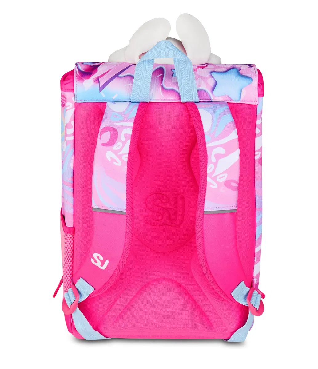 SJ GANG STYLE JAM GANG Zaino Scuola Estensibile Big, Fucsia, Zaino con Divisorio Interno, Tasca Superiore Peluche, Tasca per Borraccia, 24 L, Zaino Scuola Elementare, Bambina