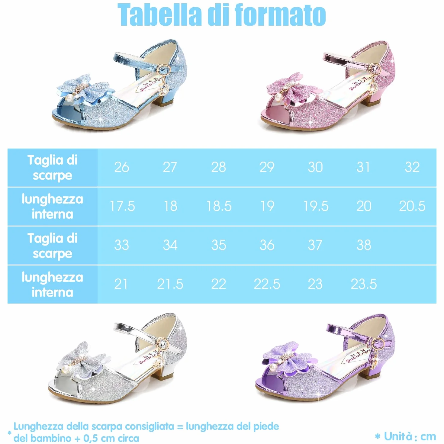 New front YONIER Scarpe con Tacco Ragazza Ballerine Bambina Cerimonia Festa Lustrino Nozze Scarpe da Principessa Eleganti Piatto Singole Ballerina Bimba Cristallo Bling Sandali