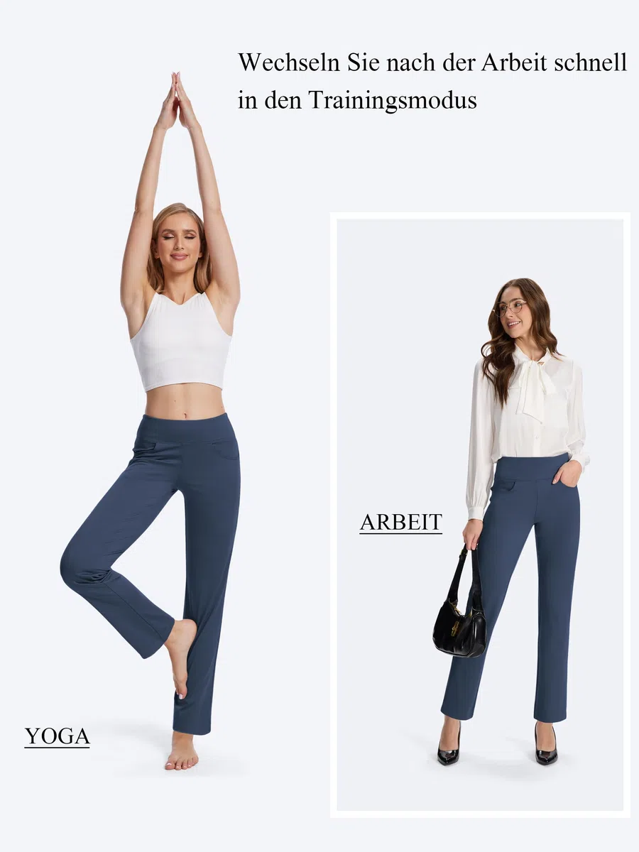 MOVE BEYOND Donna Pantaloni e Pinocchietti Bootleg da Yoga con 4 Tasche a Vita Alta Controllo di Pancia