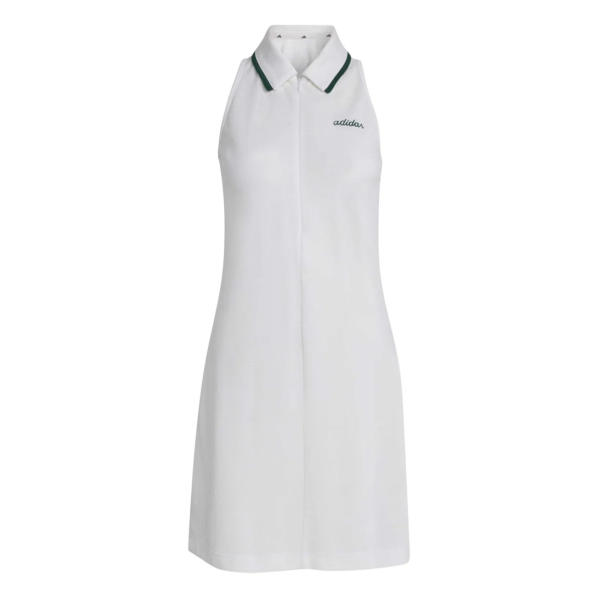 adidas Femme Seasonal Essentials Colorpop Dress with Embroidered Graphic, White/Collegiate Green, M