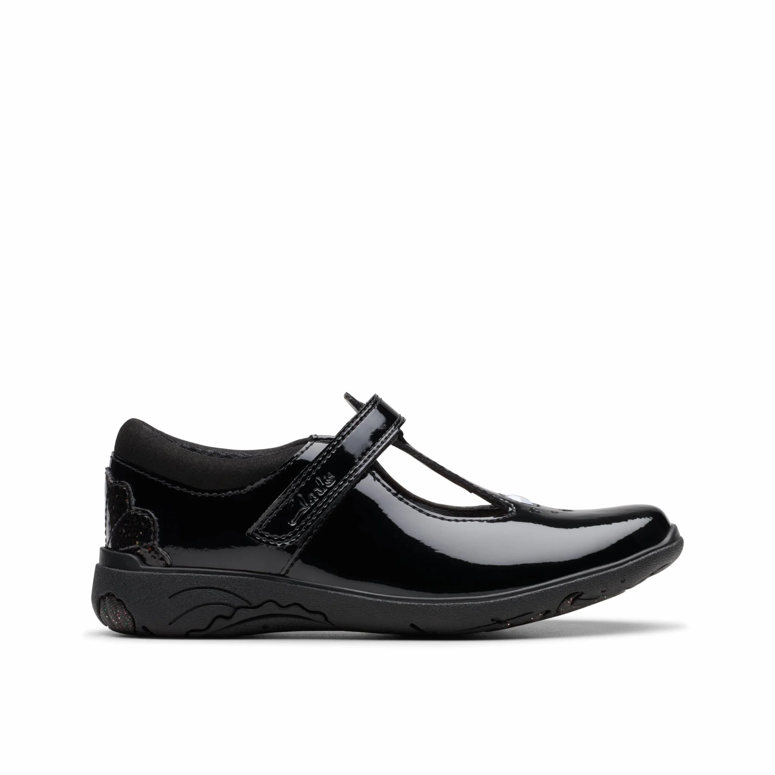 Clarks Relda Gem K. Childrens Black Pat, 11