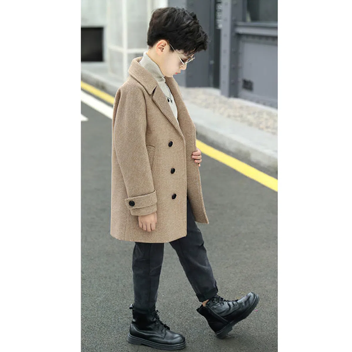 amropi Bambini Ragazzi Cappotto Trench a Doppiopetto Invernale Antivento Parka Giacca 3-10 Anni