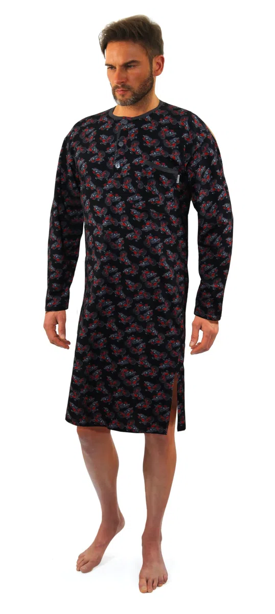 sesto senso Camicia da Notte Uomo con Cuffia Maniche Lunghe