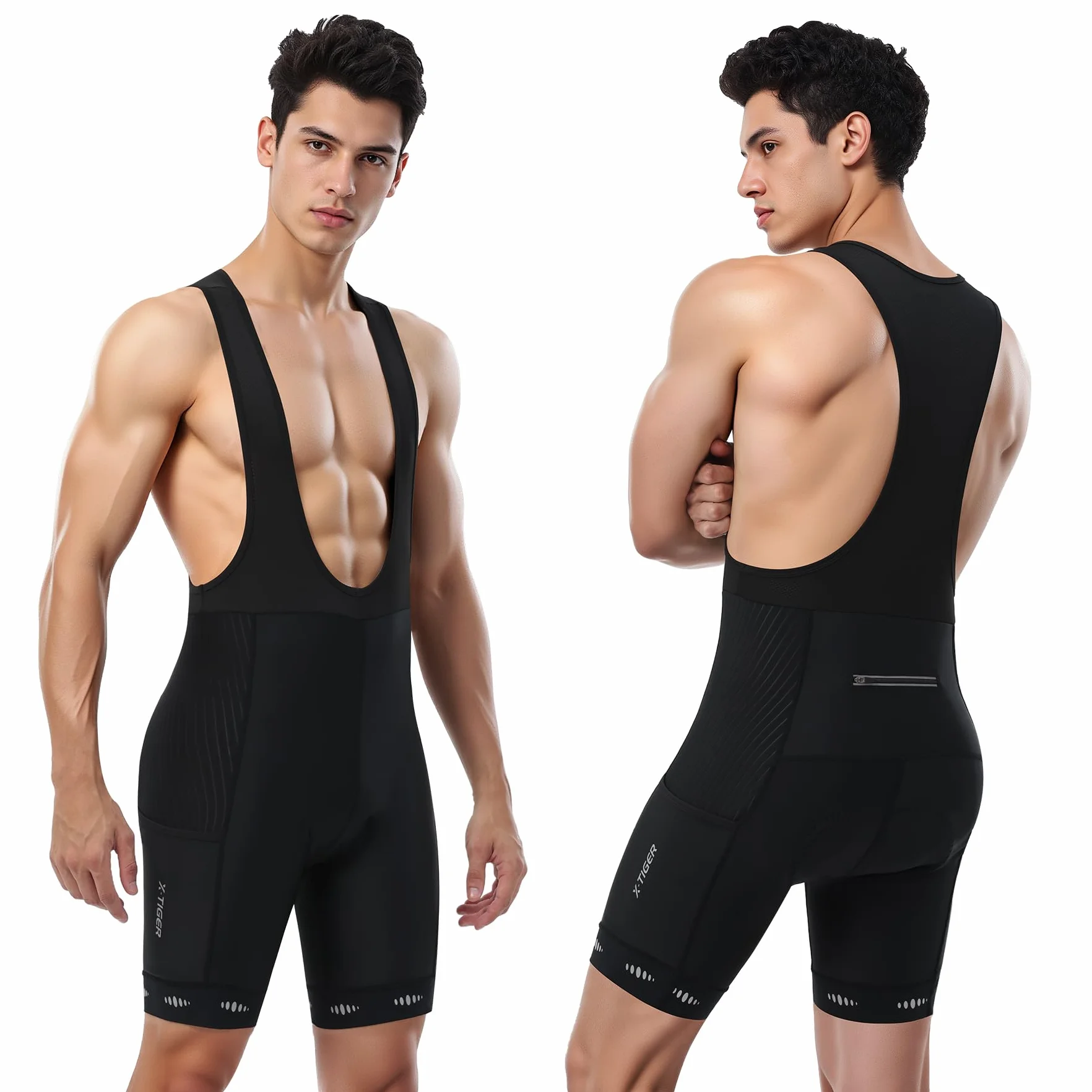 X-TIGER Salopette Ciclismo Uomo per MTB con Cuscino in Gel 5D 3 Tasche Traspirante e a Secco Rapido