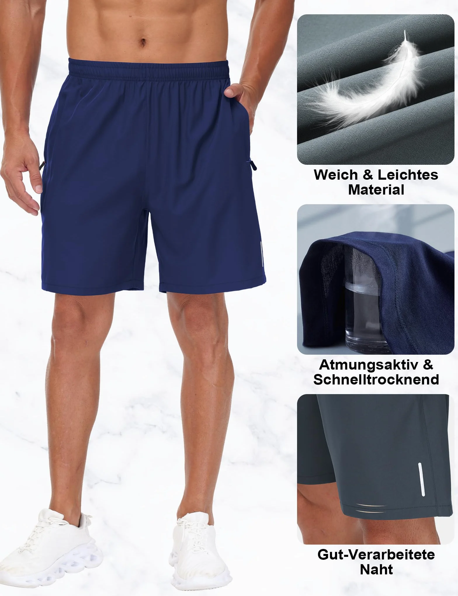 Pantaloncini Sportivi Uomo Confezione da 3 Estivi Shorts Running con Tasche Asciugatura Rapida Pantaloni Corti da Trekking Uomo Allenamento Fitness